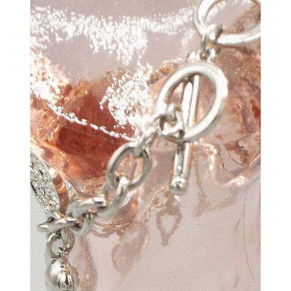 Chico's Silver Tone Children's Miracle Network Charm Crystal Toggle Bracelet - Picture 4 of 4